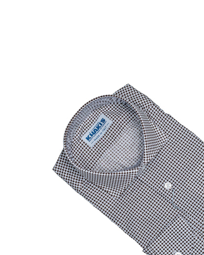 khakis brand brown print shirt