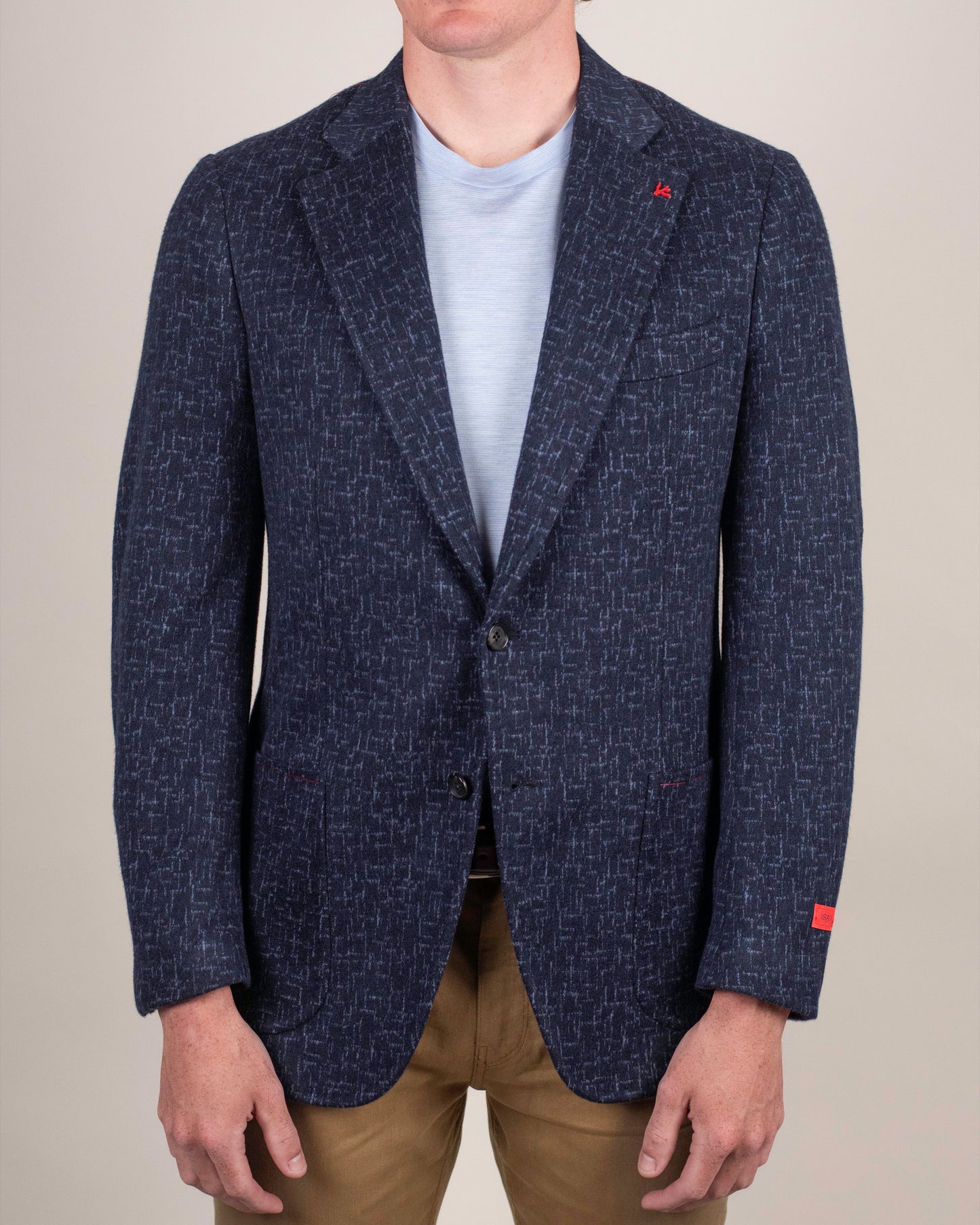 isaia dk blue fleck jersey sport coat