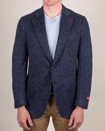 isaia dk blue fleck jersey sport coat