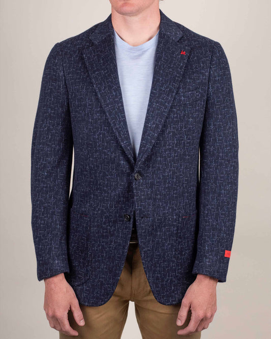 isaia dk blue fleck jersey sport coat
