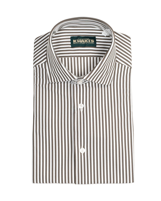 khakis brand brown strip dress shirt