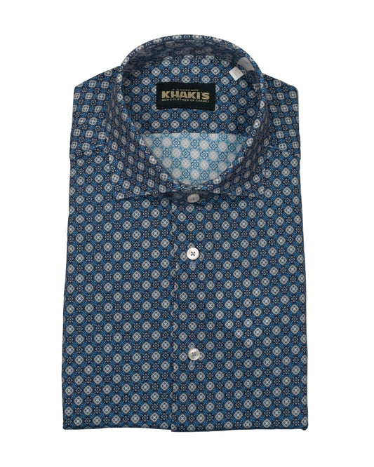 khakis brand royal blue jersey print shirt