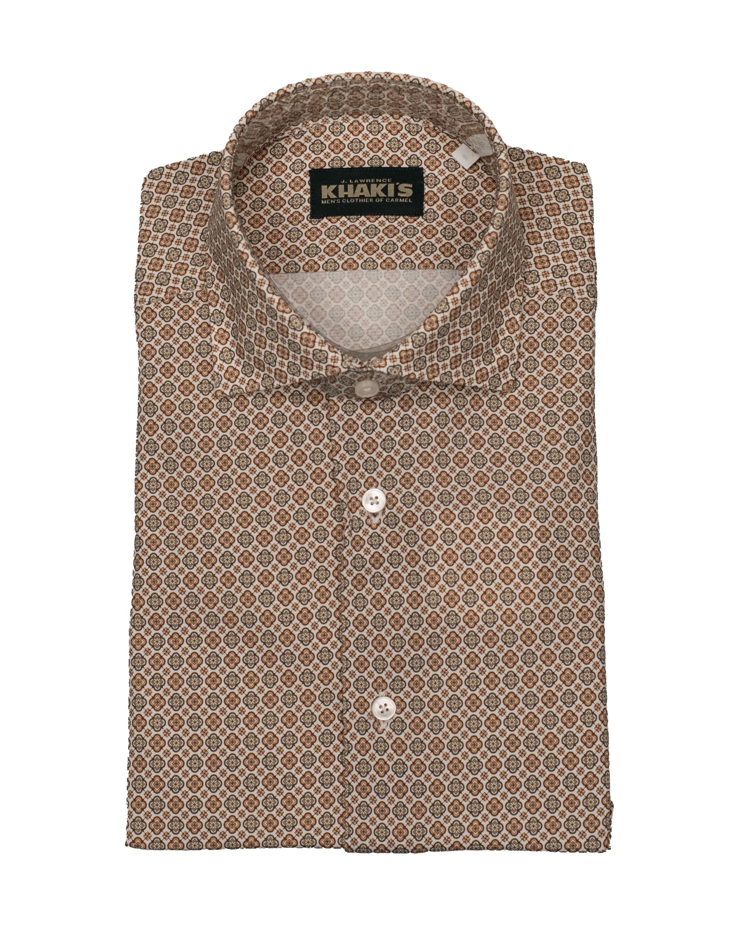 khakis brand tan jersey print shirt