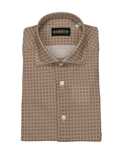khakis brand tan jersey print shirt