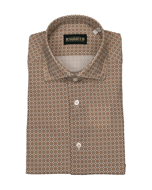 khakis brand tan jersey print shirt