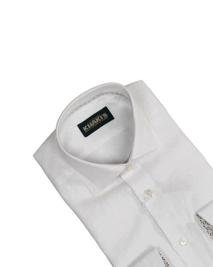 khakis brand white linen casual shirt