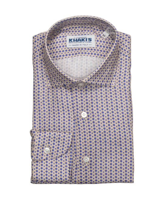 khakis brand tan blue linen shirt