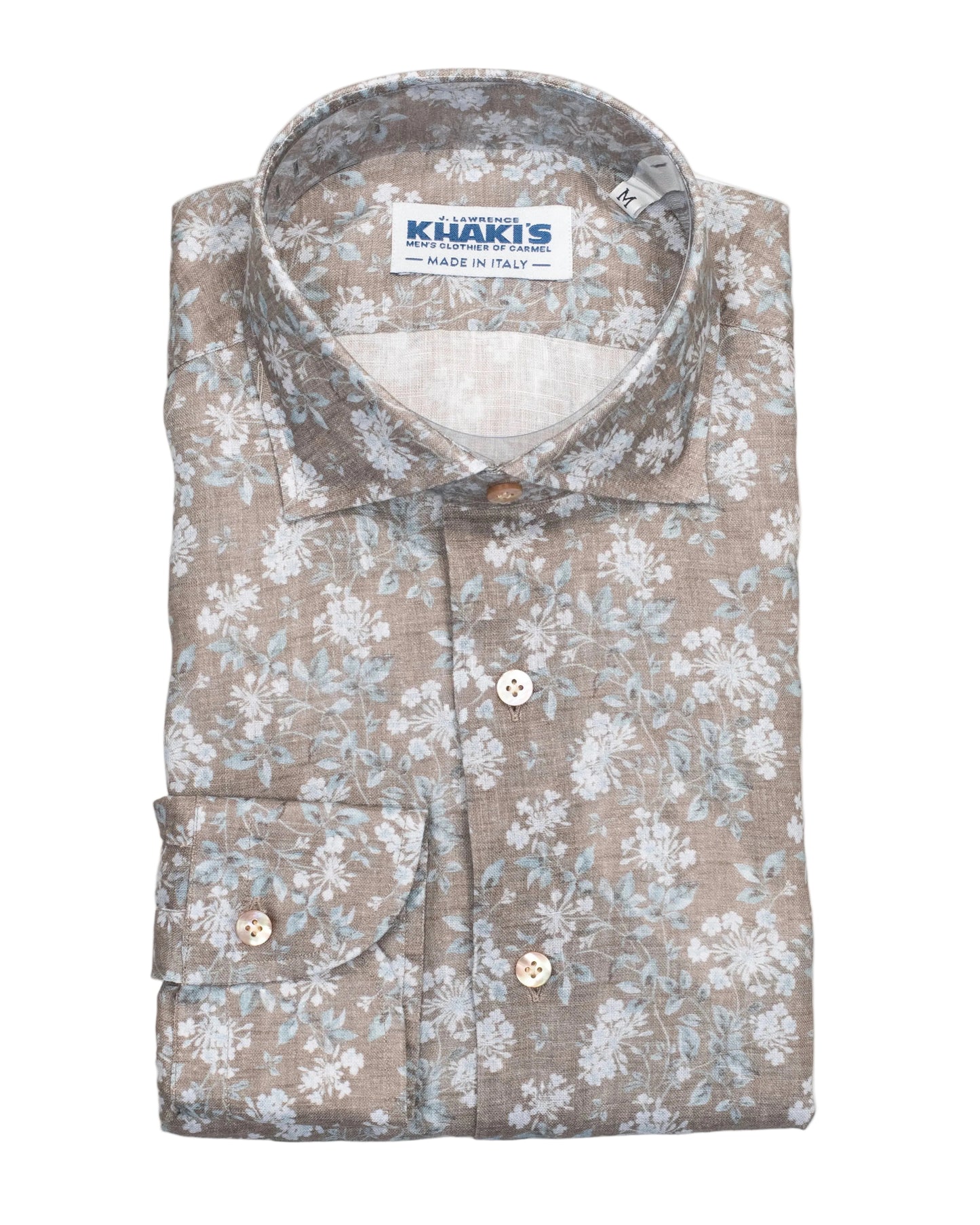 khakis brand green floral linen shirt