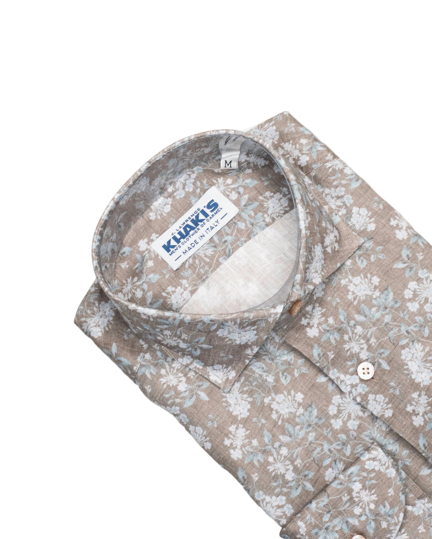 khakis brand green floral linen shirt