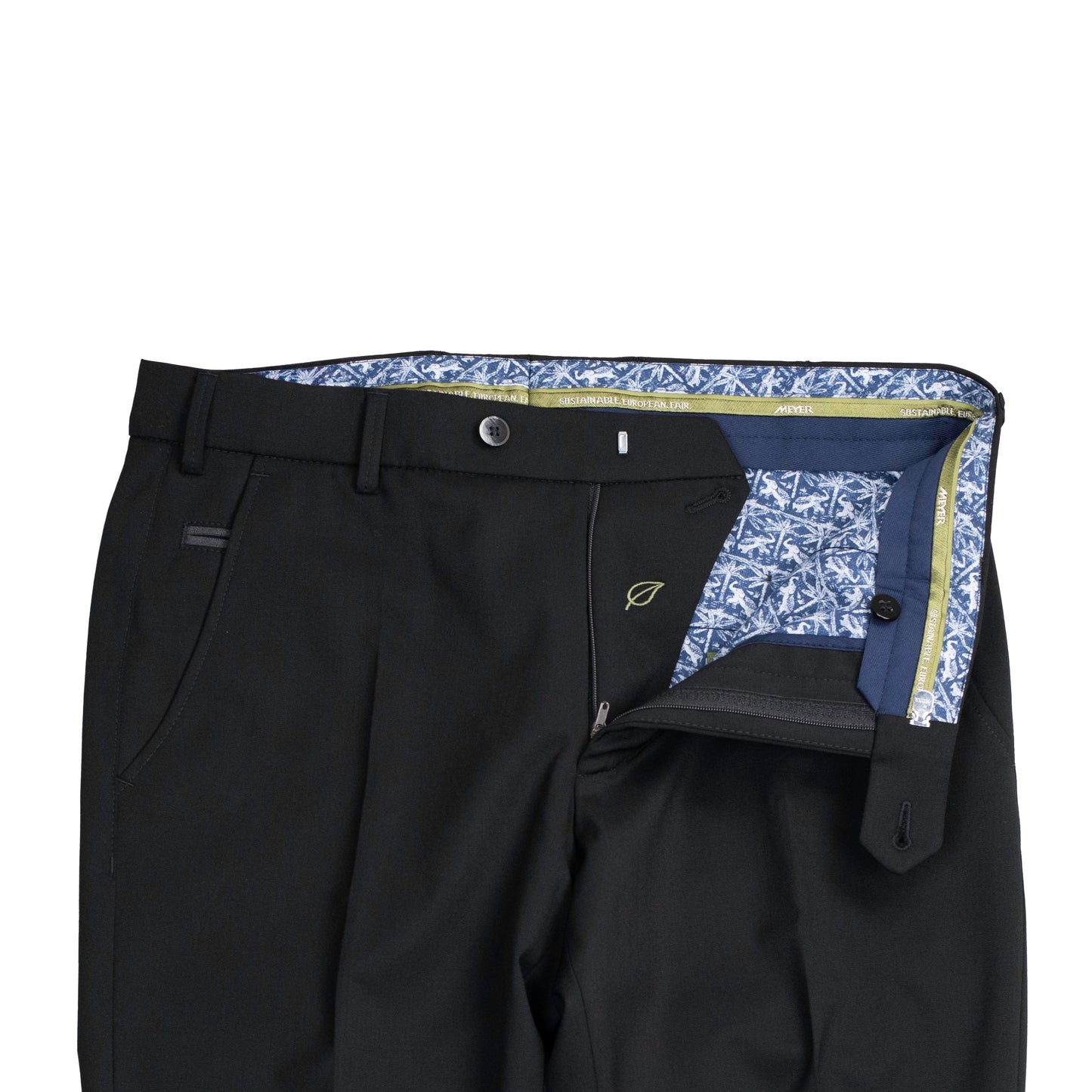 meyer black travel wool pant