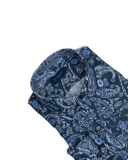 paul and shark blue print shirt