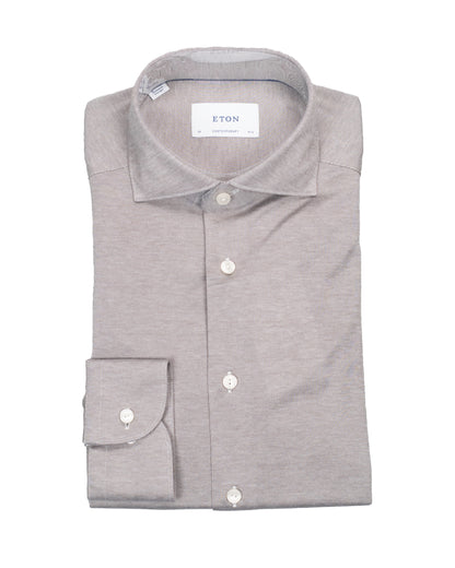 eton tan knit jersey shirt