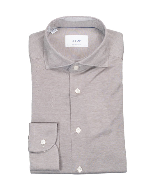eton tan knit jersey shirt