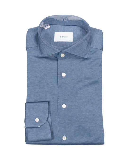 eton blue knit jersey shirt 30472