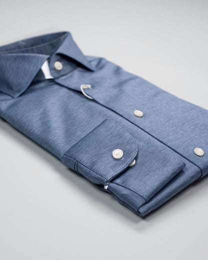 eton blue knit jersey shirt 30472