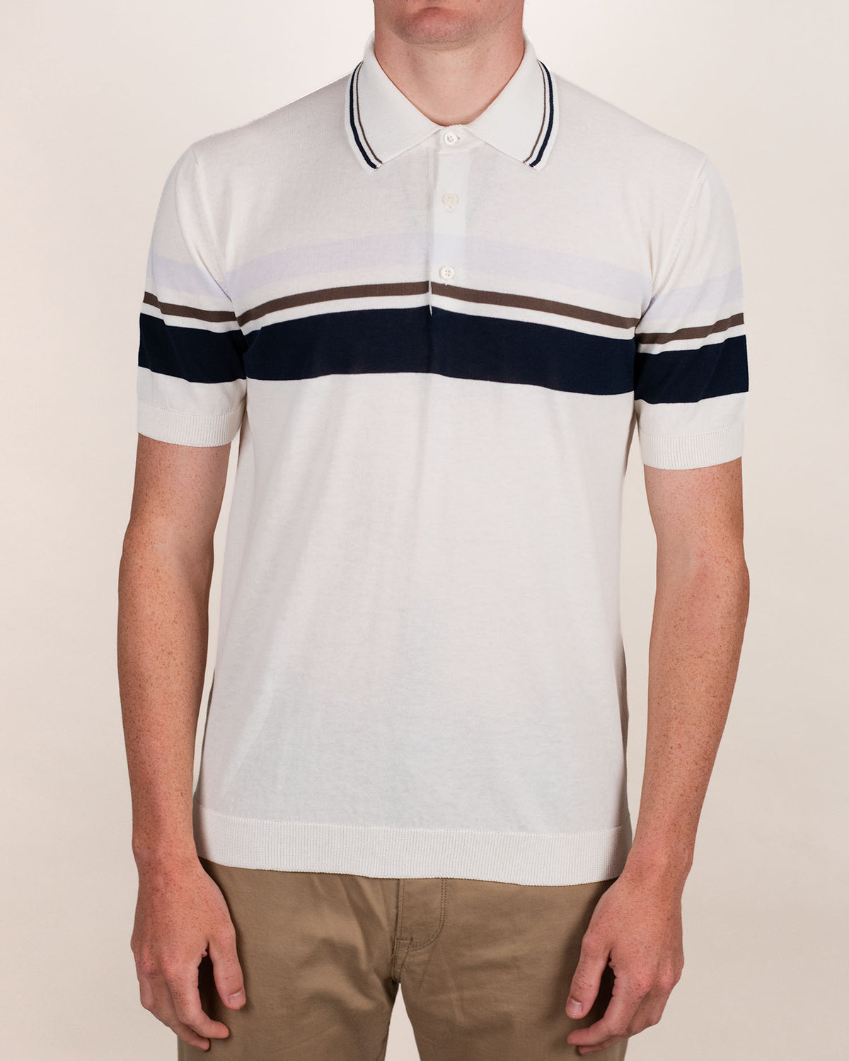 khakis brand stripe knit polo