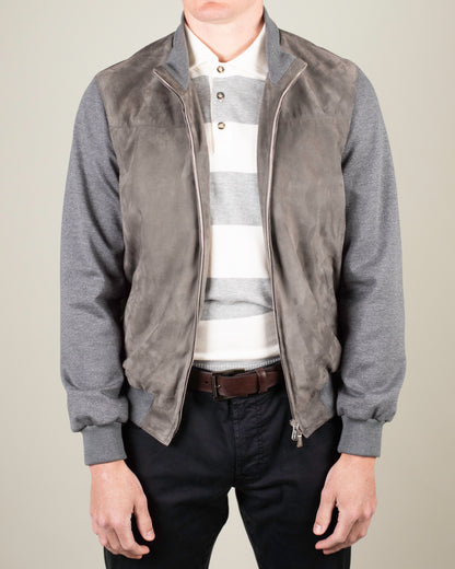 mandelli hybrid grey suede bomber