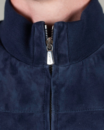 mandelli hybrid blue suede bomber