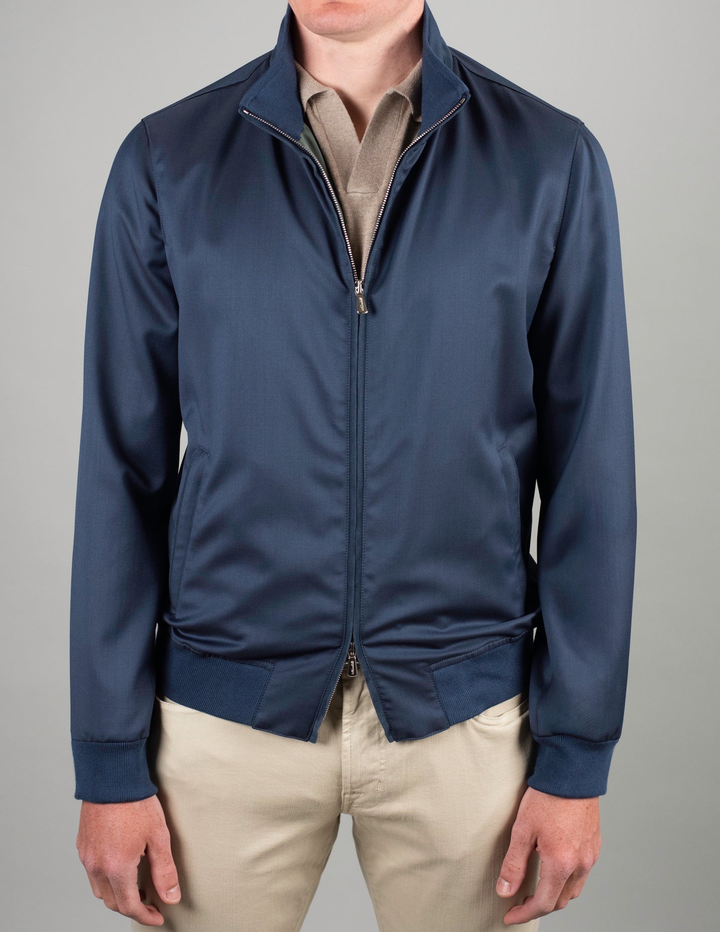 mandelli navy lightweight wool bomber