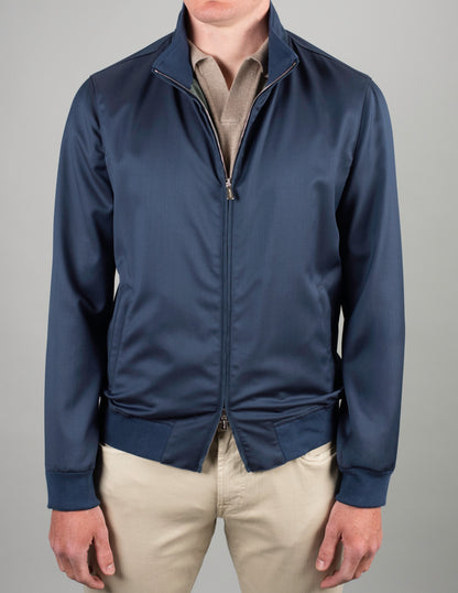 mandelli navy lightweight wool bomber