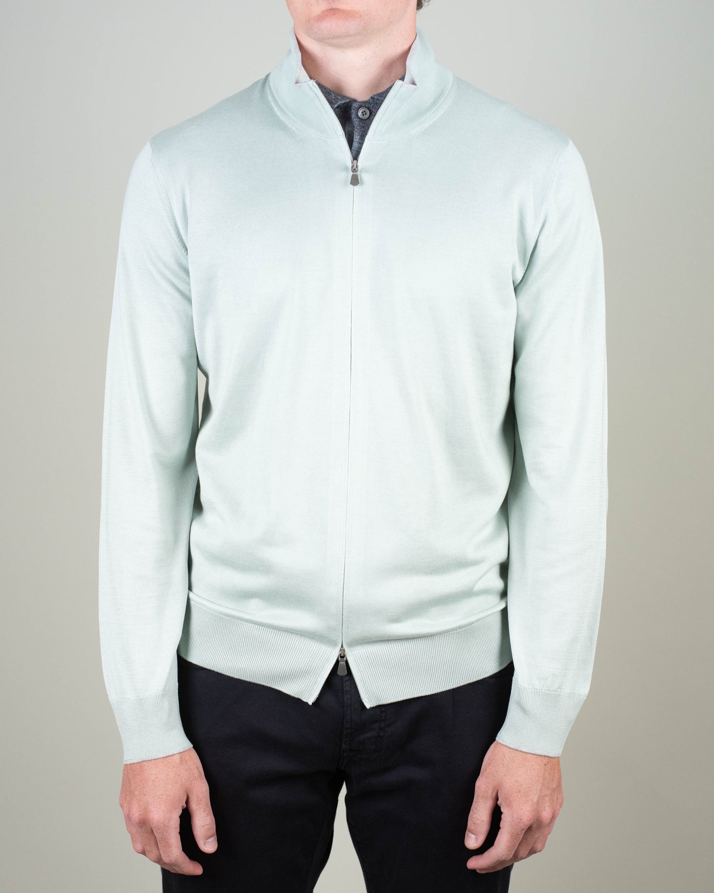 khakis brand full zip ss sweater