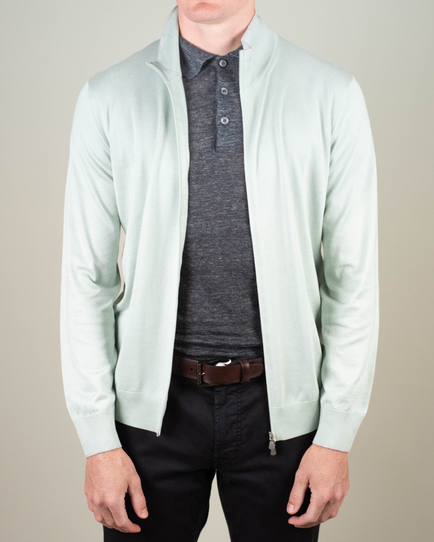khakis brand full zip ss sweater
