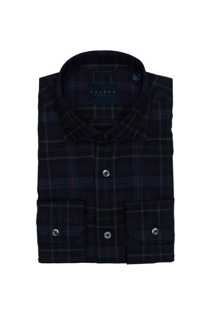 calder navy plaid shirt