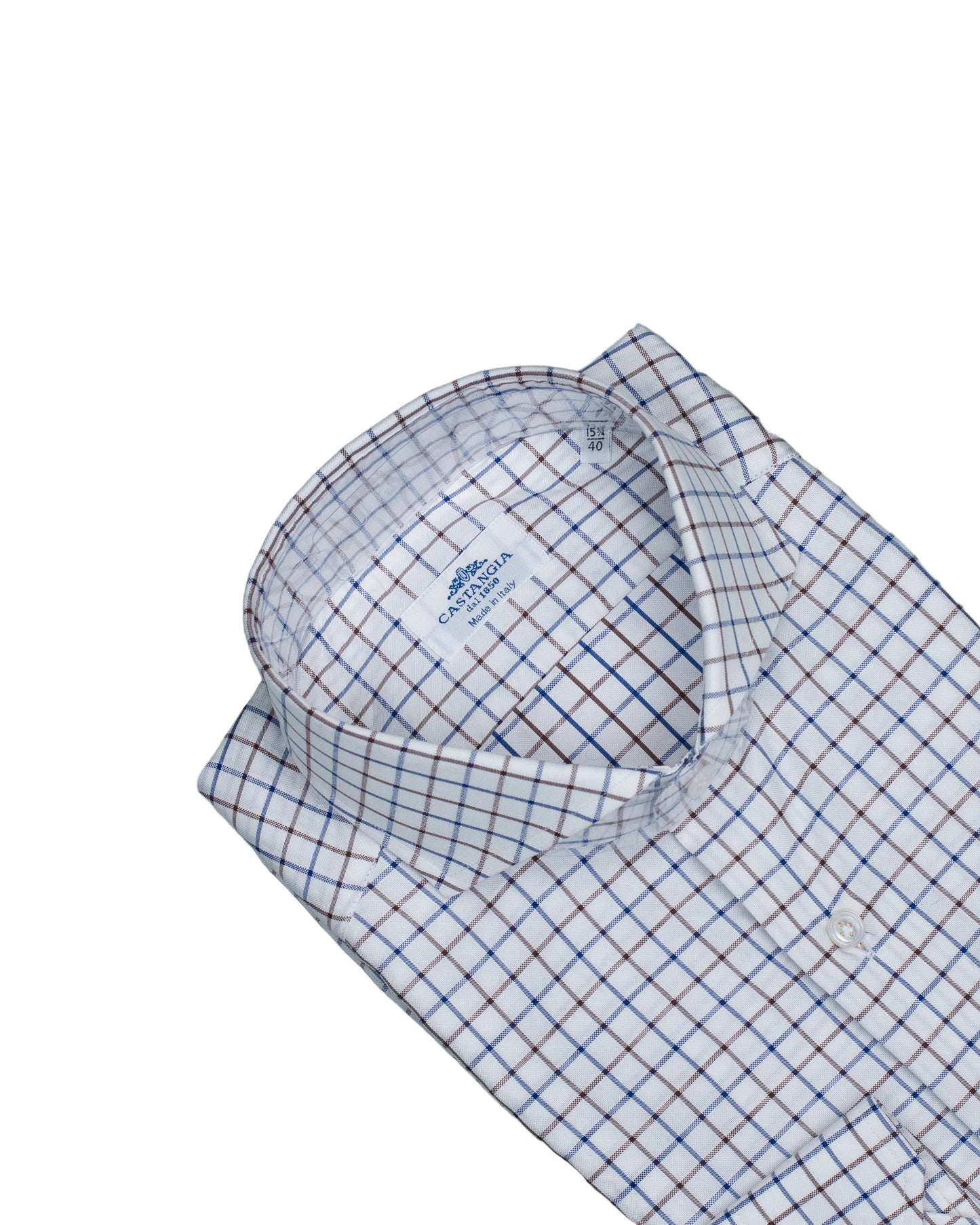 castangia brown and navy grid dress shirt