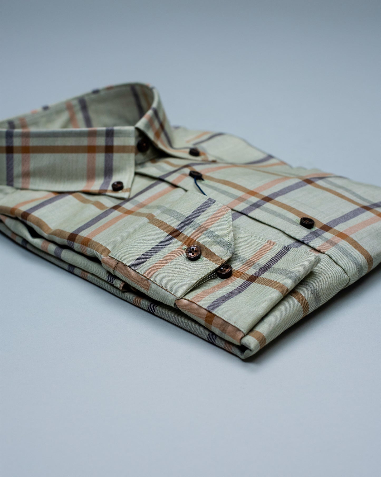 calder lt green windowpane shirt