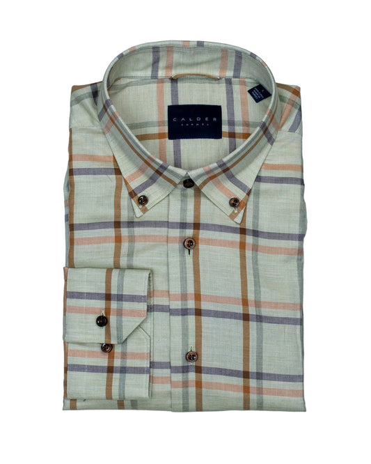 calder lt green windowpane shirt