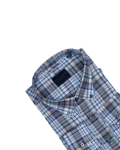 calder black and blue plaid shirt