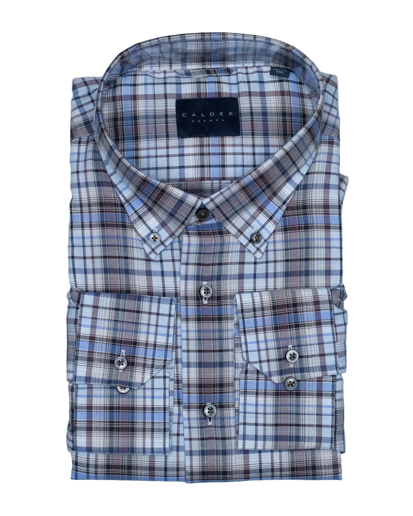 calder black and blue plaid shirt
