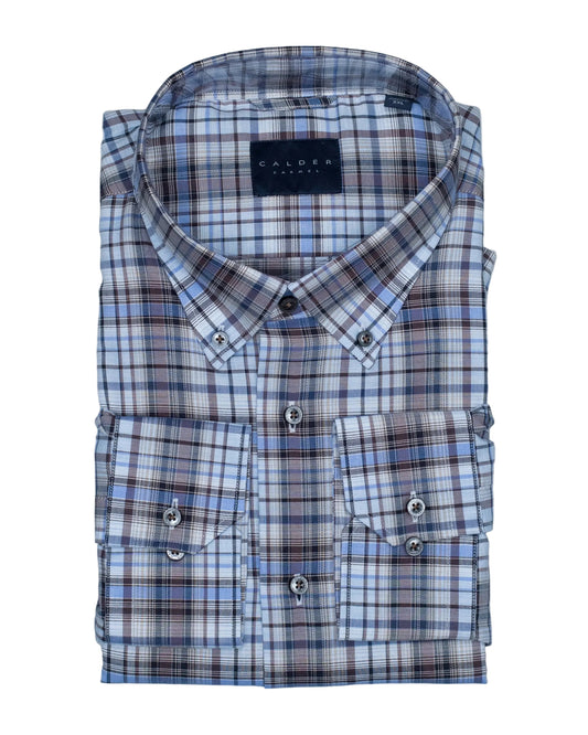 calder black and blue plaid shirt