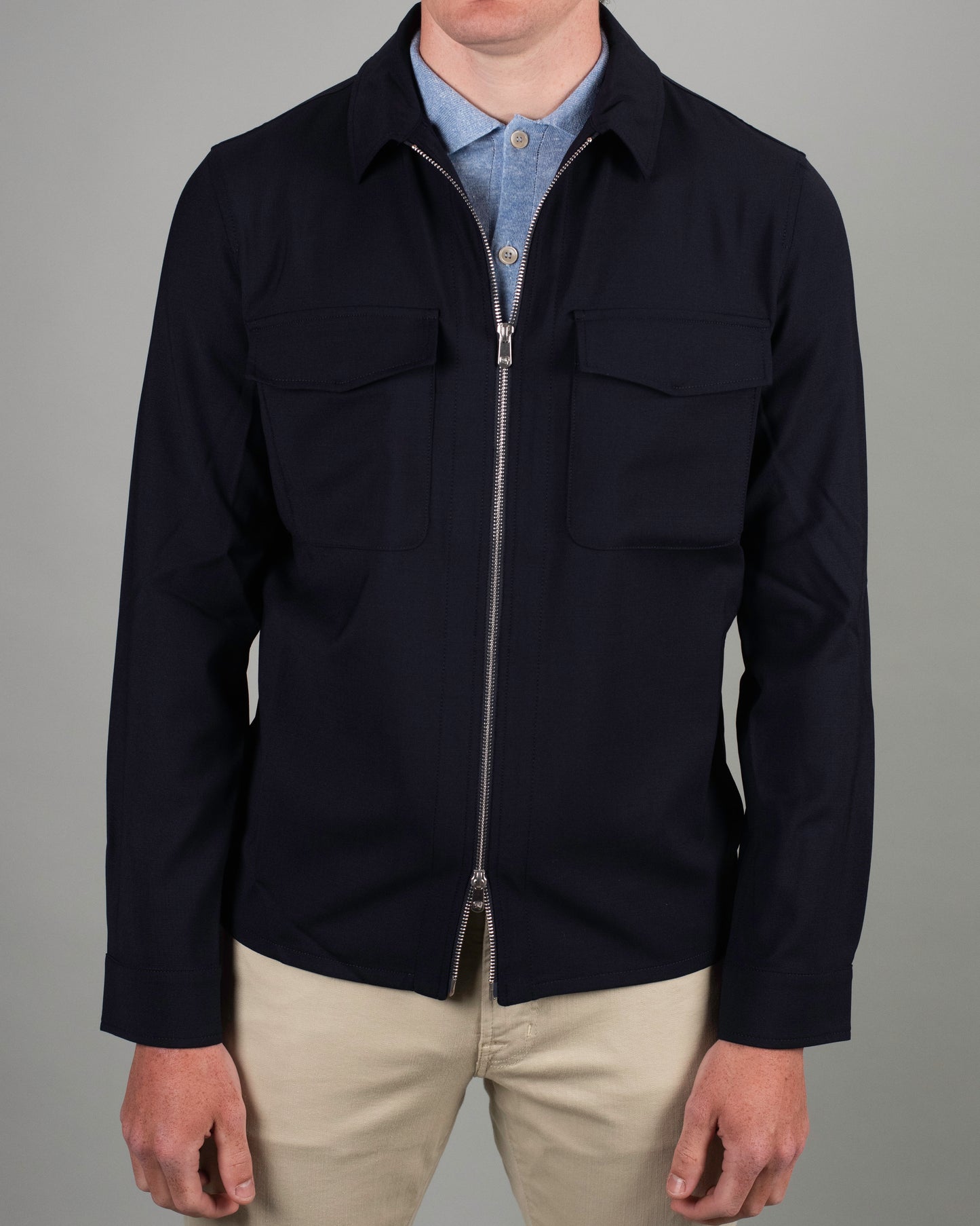 pescarolo stetch wool zip jacket