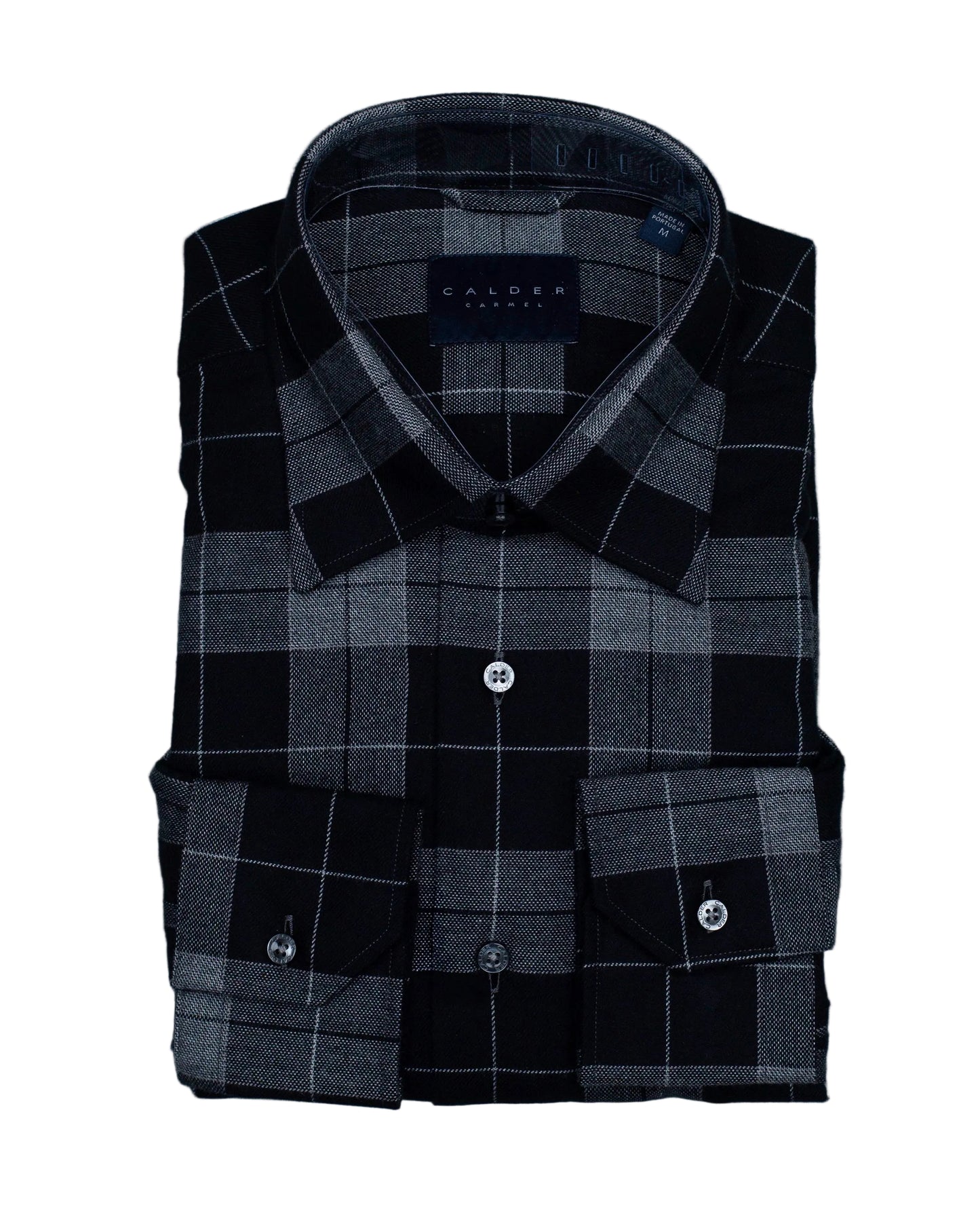 calder black brushed plaid shirt