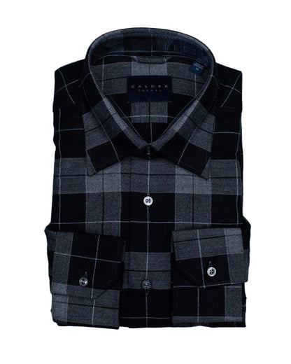 calder black brushed plaid shirt