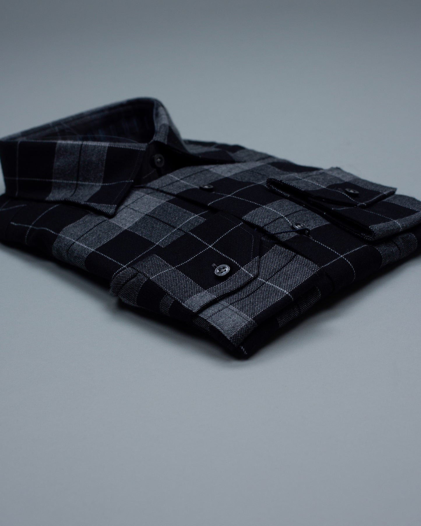 calder black brushed plaid shirt