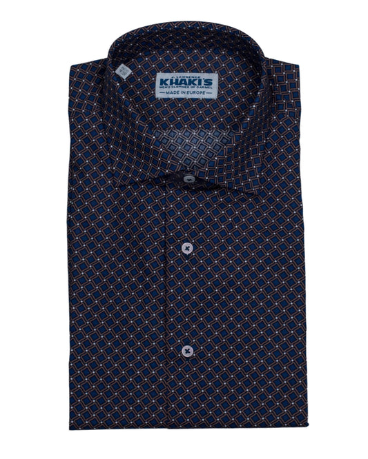 khakis brand blue square print shirt