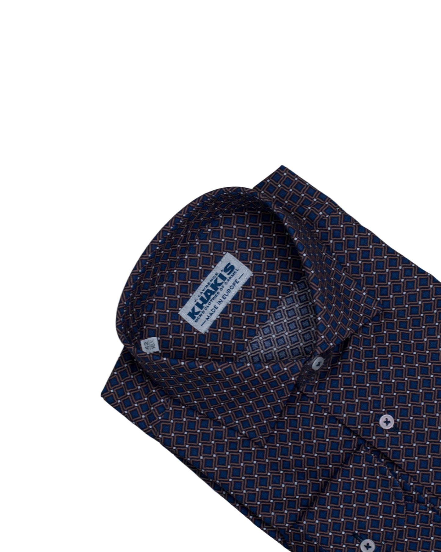 khakis brand blue square print shirt