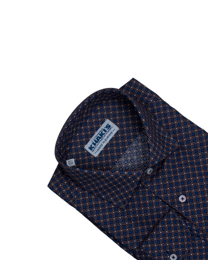 khakis brand blue square print shirt