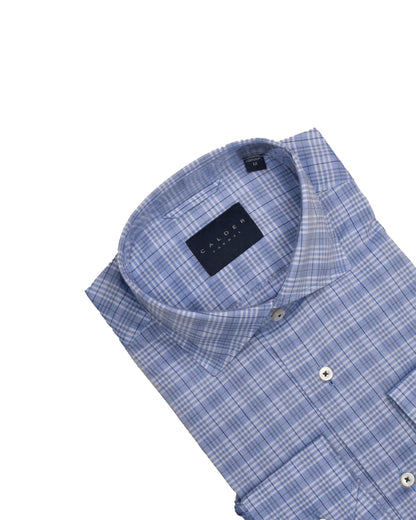 calder denim blue plaid shirt