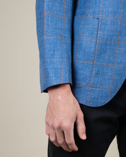 lbm blue and brown windowpane soft coat