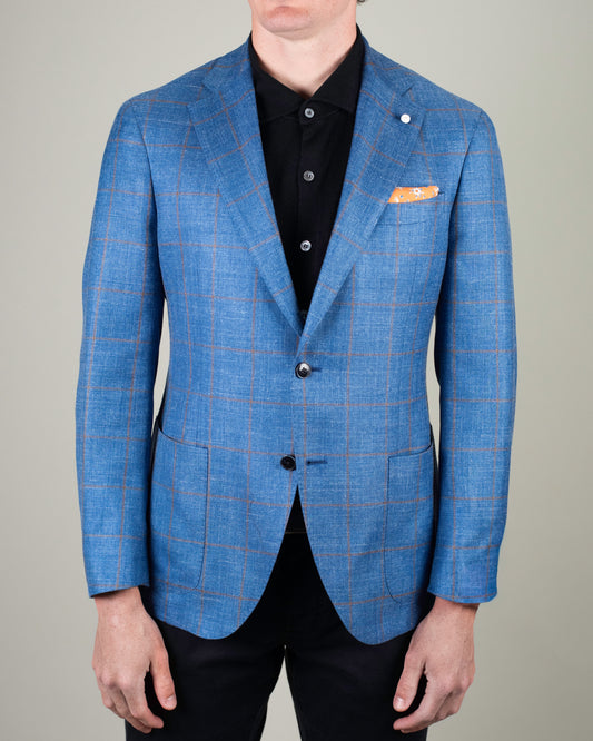 lbm blue and brown windowpane soft coat