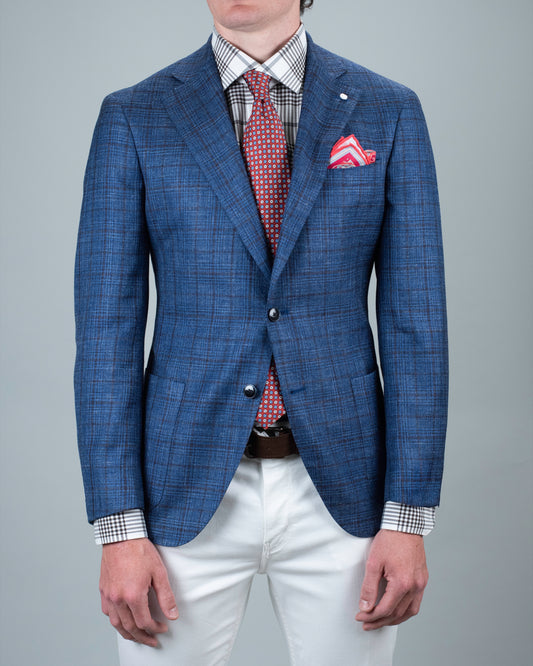 lbm blue plaid soft coat