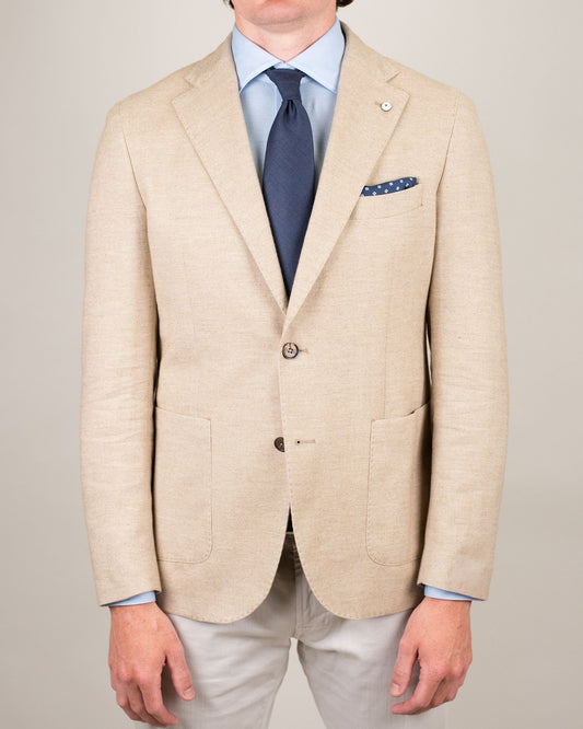 lbm tan cotton herringbone soft coat