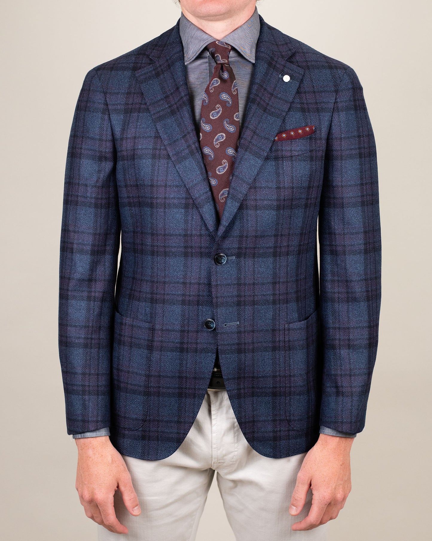 lbm navy plaid soft coat