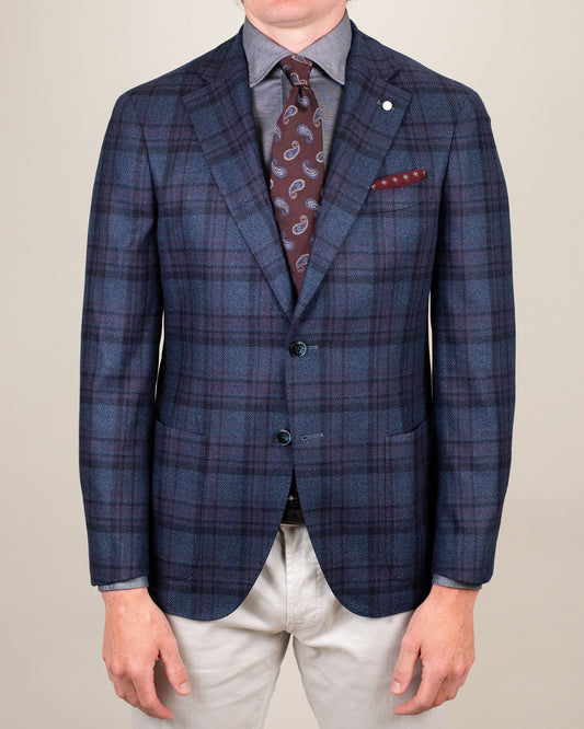 lbm navy plaid soft coat