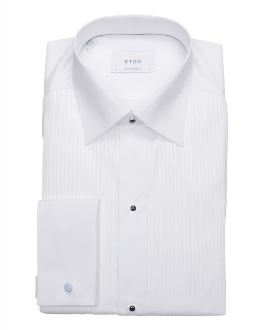 eton cont white pleated tux shirt