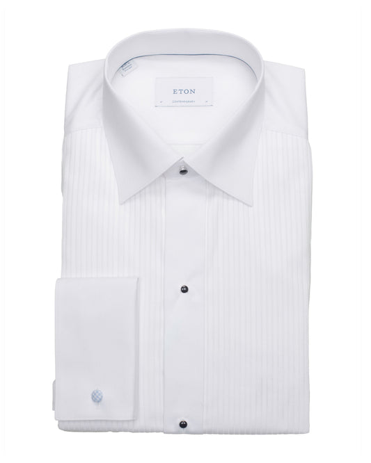 eton cont white pleated tux shirt