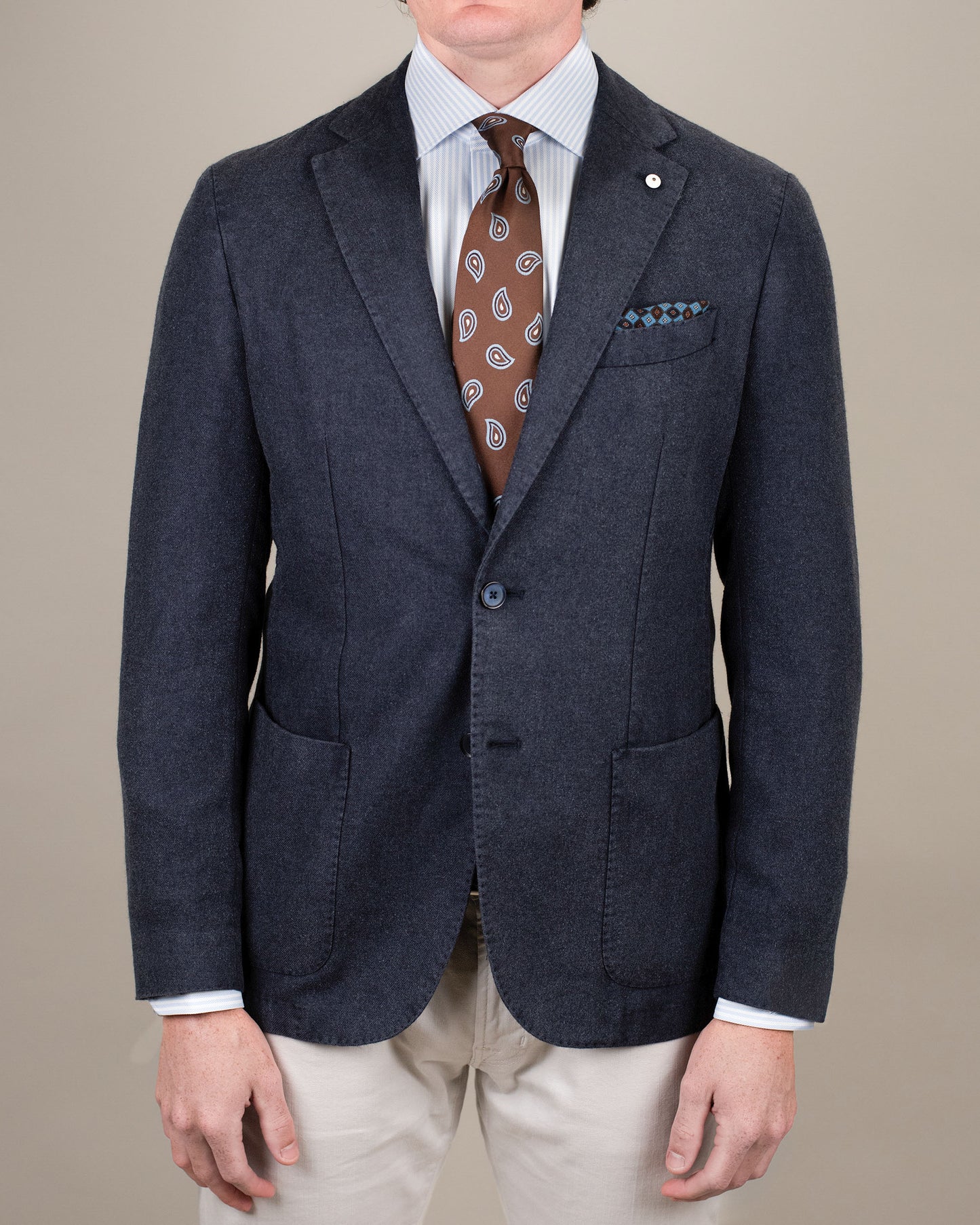 lbm navy cash silk soft coat